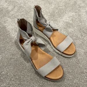 Corso Como Platform Wedge Sandal Heel Grey‎ Fabric Size 7.5M Womens